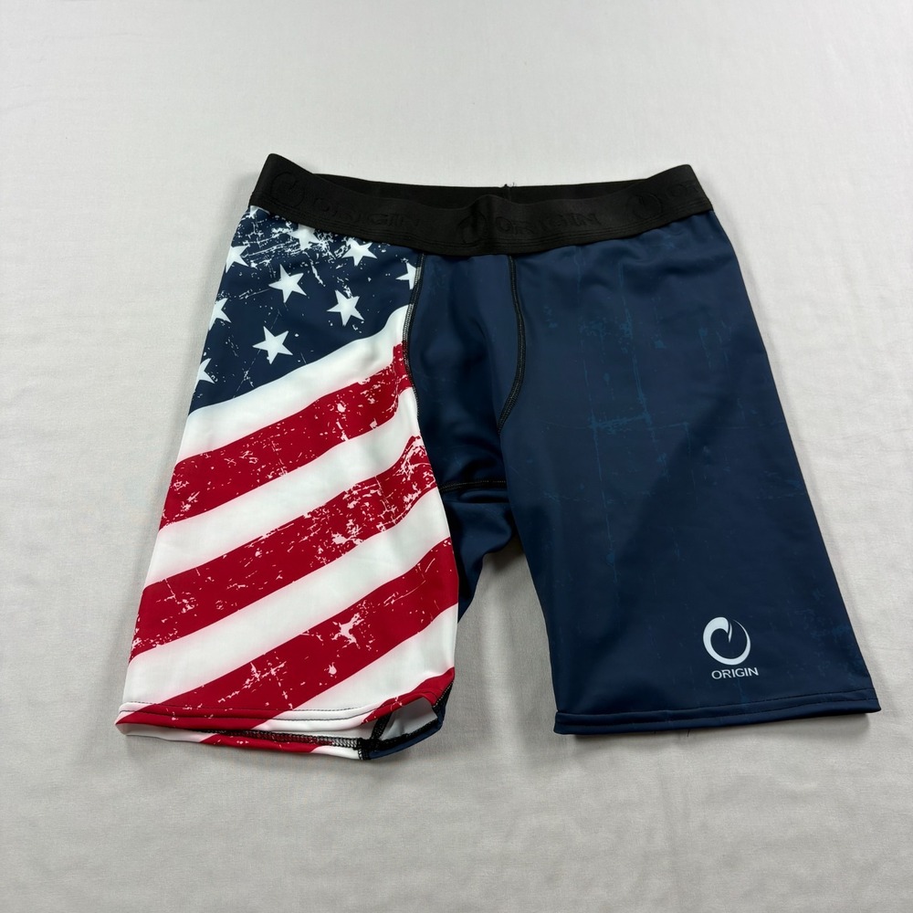 Origin Maine Compression Shorts Men Large USA Flag Athletic Gym Training Workout